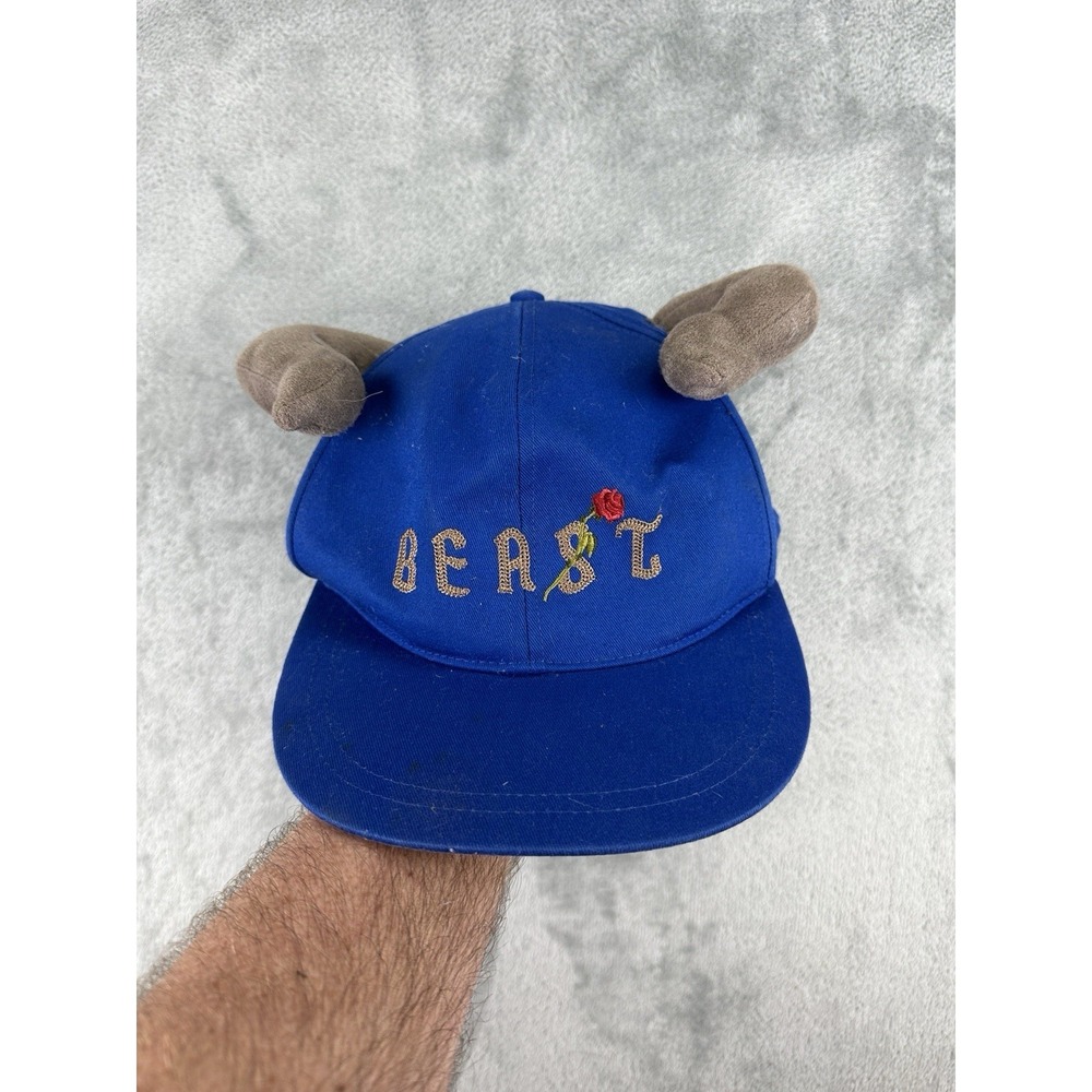 Disney Parks Hat Cap Blue Snap Back Beauty and the Beast with Horns